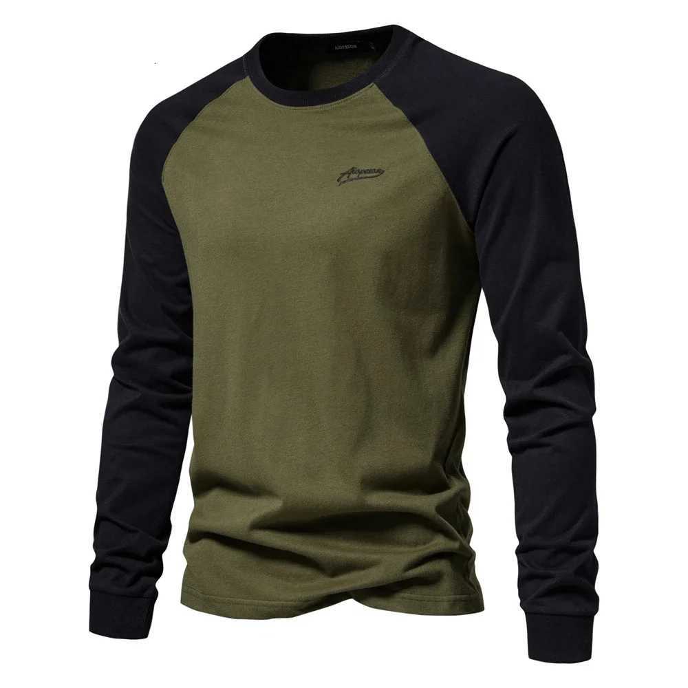 100% Cotton Long Sleeve O-neck Patchwork Casual T-shirts for Men New Spring Designer Tees Men Clothing W250806