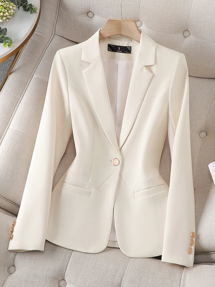 Office Ladies Formal Blazer Women Beige Coffee Black Female Work Business Wear Slim Jacket For Autumn Winter 250731