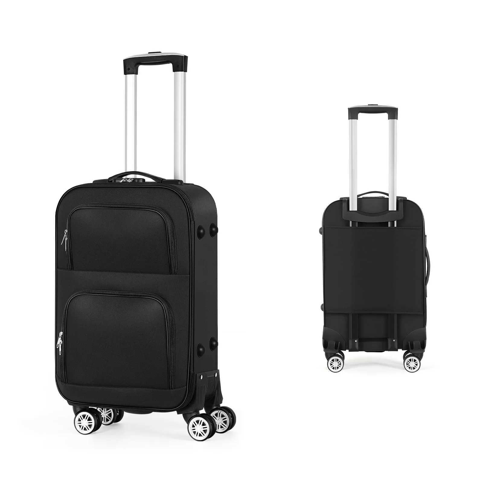 20-inch lightweight soft-edged travel luggage with rotating wheels Oxford fabric suitcase with small diagonal fabric W250805-image-1069932572