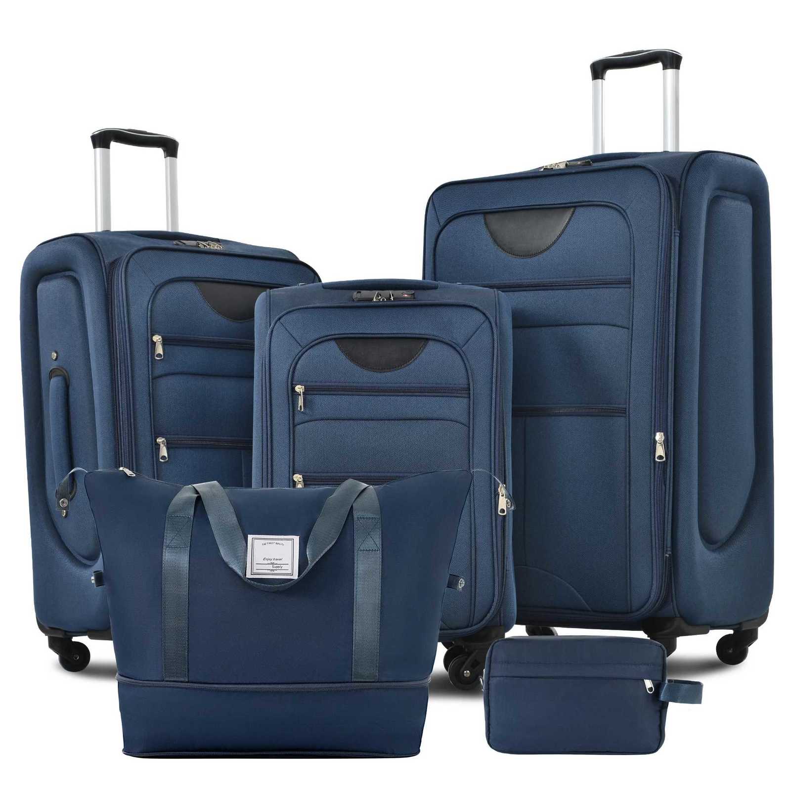 5-Piece Expandable Softside Luggage Set Suitcase with Duffel Bag Upright Spinner Softshell Lightweight Travel Luggage Set W250805-image-1069932595