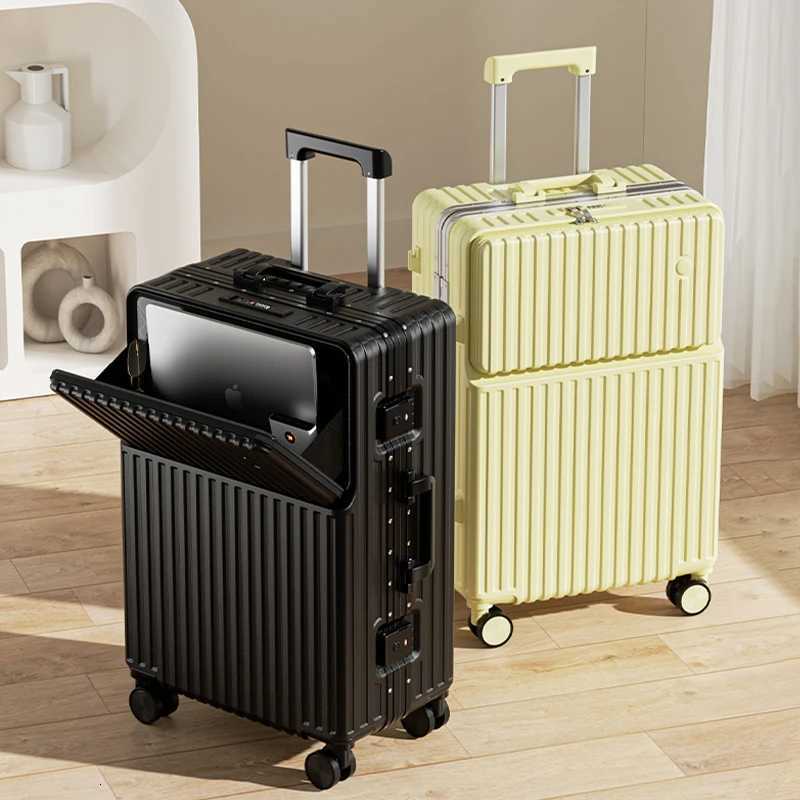 2025 New Multifunctional Luggage Front Opening Suitcase Laptop Bag Female 20-28inch Boarding Trolley Case Male Travel Suitcases W250805-image-1069932041