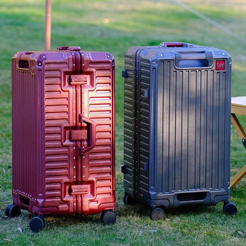 High End Texture Luggage Large Capacity 30 Inch Suitcase Multi Function Aluminum Frame Trolley Case Girls 20 Boarding Box W250805-image-1069931972