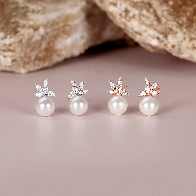 Free Shipping Designer Luxury Jewelry Ferris Wheel Leaf Pearl Women's Earrings Versatile S925 Sterling Silver High-end Niche Ear Accessories