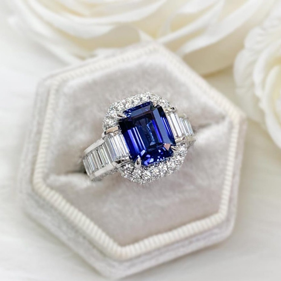 Luxury Designer Rings Sapphire Vintage Diamond Ring Luxury Inlaid Zircon Ring Women Popular Party Wedding Jewelry