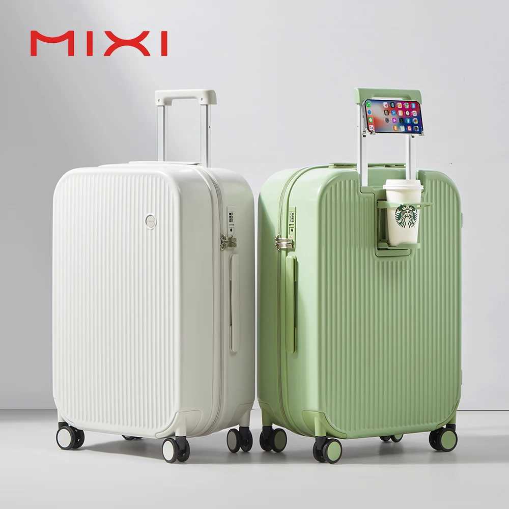 2024 New Design Mixi Suitcase Carry On Luggage with Cup Phone Holder Hard Shell Rolling Luggage PC Spinner Wheels Trolley Case W250805-image-1069932195