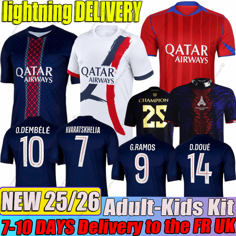25 26 maillot PSGes D.DOUE KVARATSKHELIA BARCOLA O.Dembele G.RAMOS Soccer Jerseys paris st germain jersey HAKIMI SERGIO VITINHA PSGes jersey 25 2-image-938815603