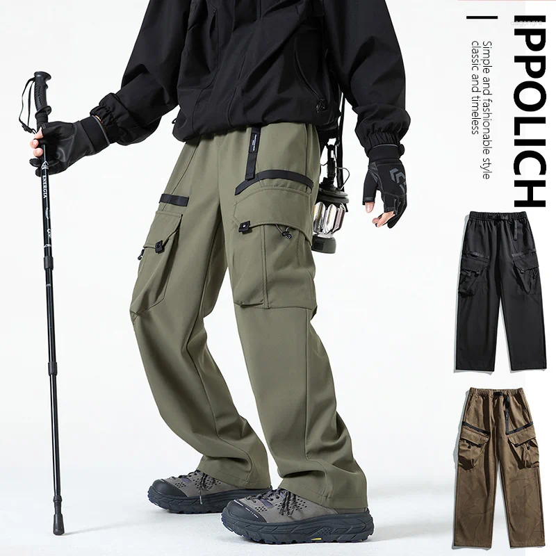 Men's Pants Casual Cargo High Street Hip Hop Skateboard Sweatpants Autumn Man Tactical Belt Trousers Waterproof Camping