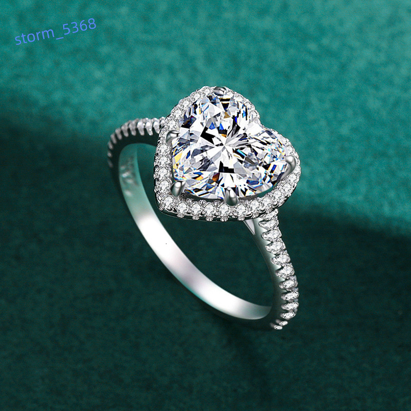 New Arrival Sterling Silver 925 Jewellery Heart Shaped Ring Classic Full Diamond Silver Fine Jewelry Zircon Ring for Women