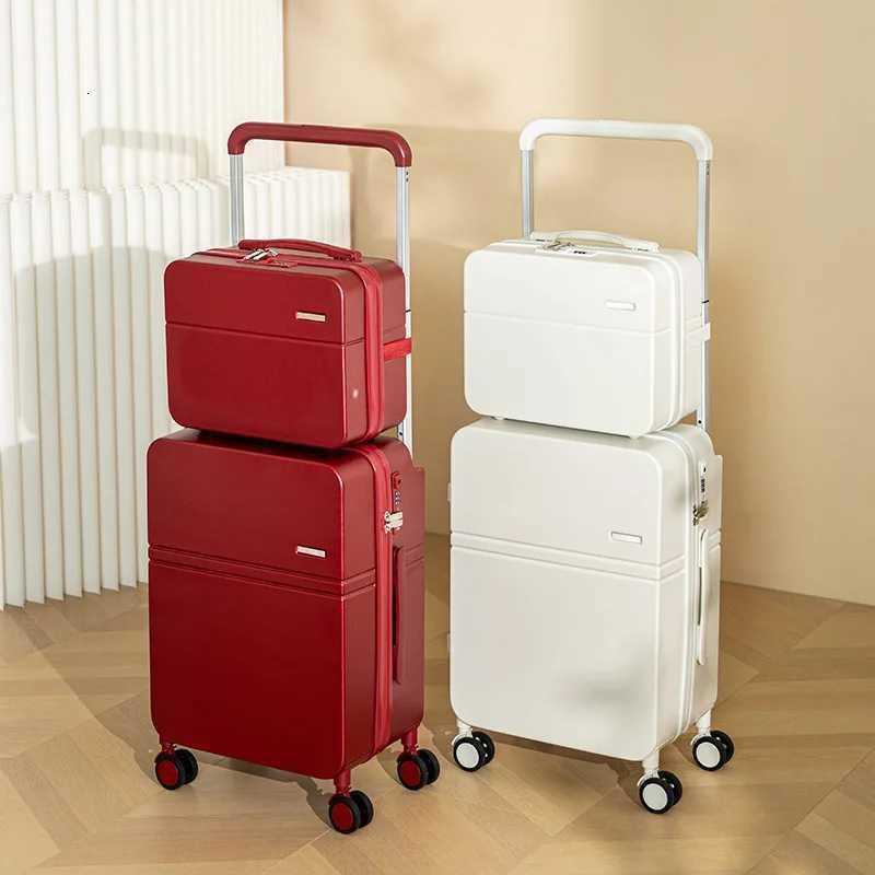 20/24 Inch Luggage Set Trolley Luggage Bag Wide Bar Travel Suitcase on Wheels Zipper Lightweight Luggage Women Cosmetic Bag W250805-image-1069931612