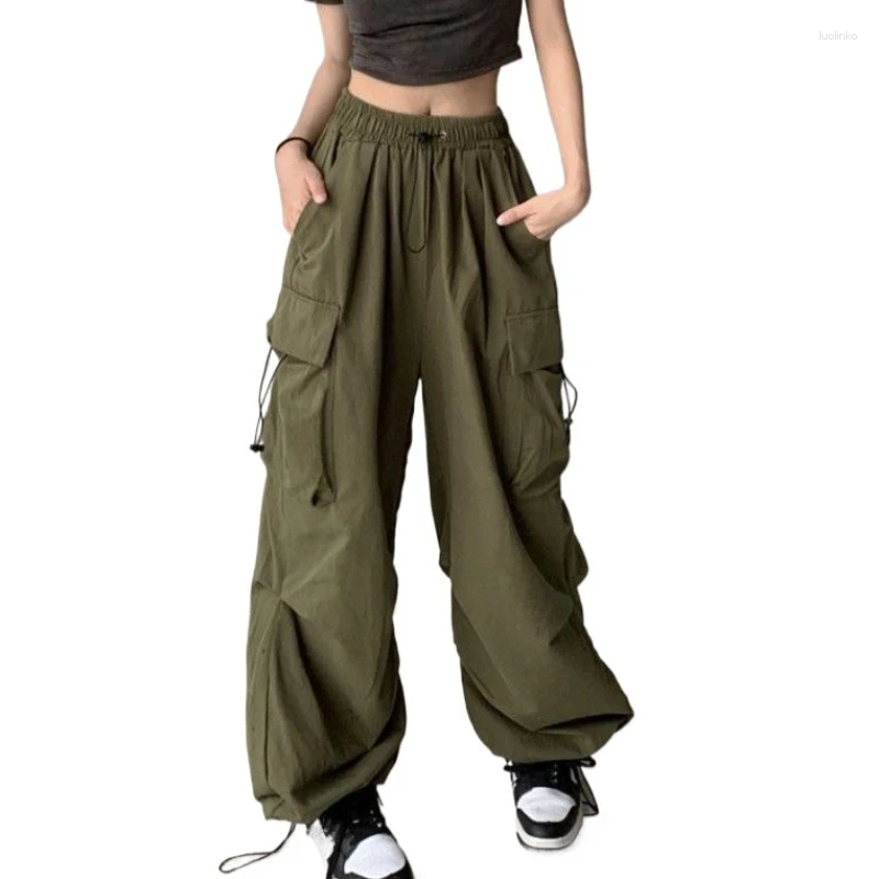 Women's Pants Retro Cargo Women Fashion Streetwear High Waist Thin Casual Sweatpants Harajuku Sports Woman Clothes Trousers Mujer