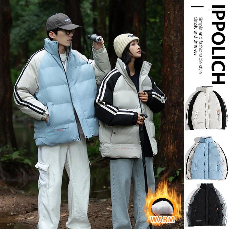 Men's Down Thickened Cold-proof For Winter Warm Coat Couple Turtleneck Jacket Stand Collar Trendy Casual Padded Women Parkas