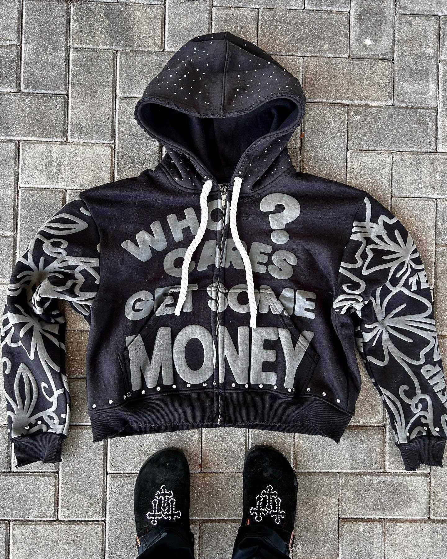 American-style street 3D printed graphic hooded sweatshirt - unique new style with zipper - Harajuku loose fit, suitable for both men and women S