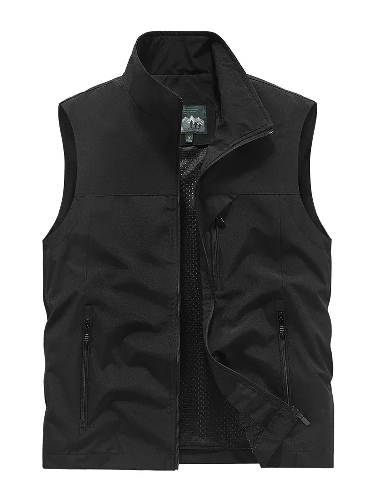 Summer Vest Mens Work Vest Large Size Golf Sleeveless Jacket windbreaker Hunting Camping Fishing waterproof Coat Parka 250804