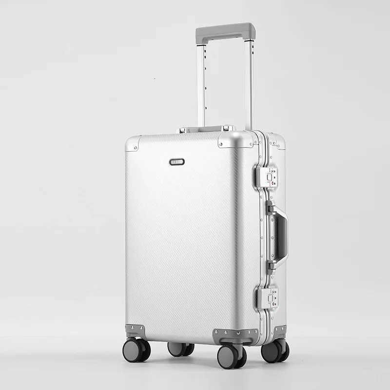 Carry-On Luggage - Premium Aluminum-Magnesium Alloy Trolley Suitcase New Design Carbon Fiber Reinforced TSA-Approved Lock W250805