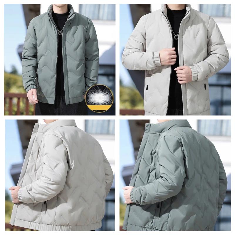 Men's Down 2025 Stand Up Winter Warm Diamond Quilted Coat Multi Color Business And Leisure Jacket For Men