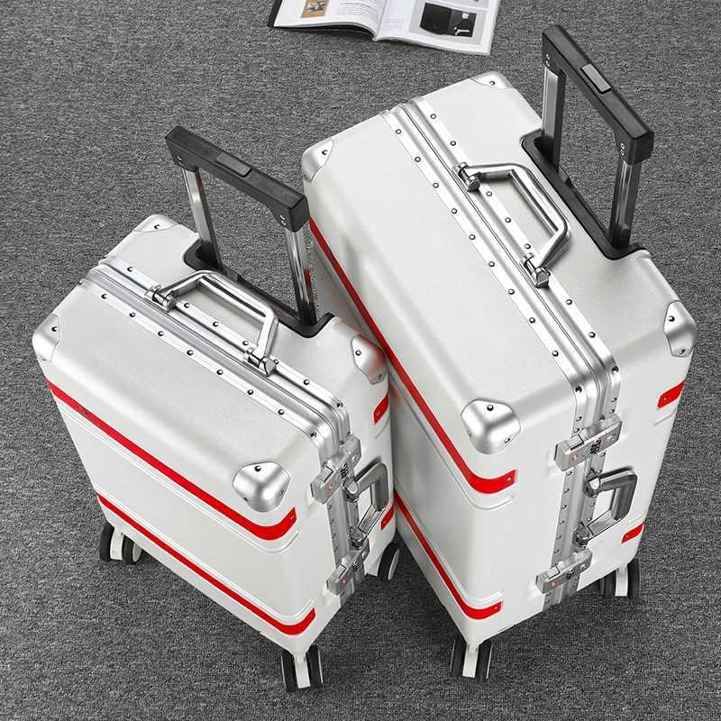 Fashion luggage aluminum frame universal wheel luggage student trolley suitcase for men and women password travel boarding case W250805-image-1069931456