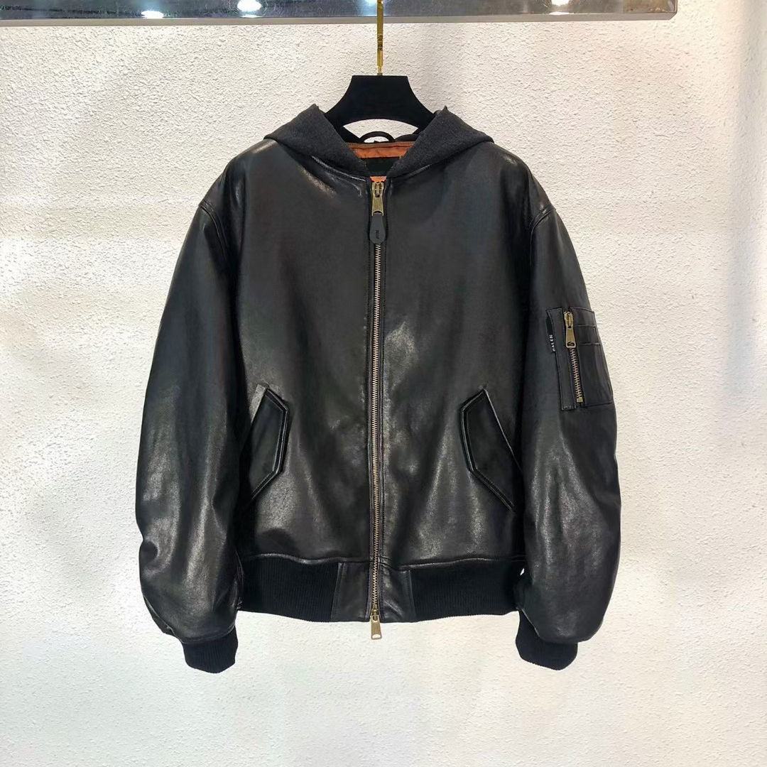 Men's plus size Outerwear Coats Genuine Leather Jacket Designer Jacket hoodie hooded casual fashion color stripe printing top quality 4g31h32