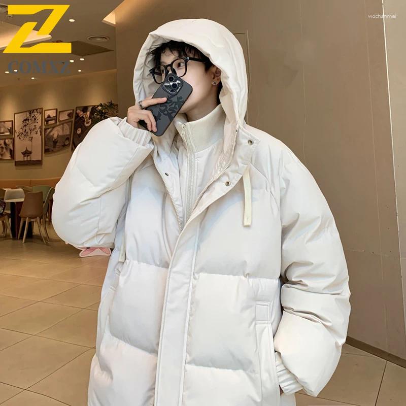Men's Down Winter Cotton Padding Coat 2025 Light Luxury Waterproof Warm Padded Jacket Street Cold Snowy Fake 2 Piece Hooded Parka