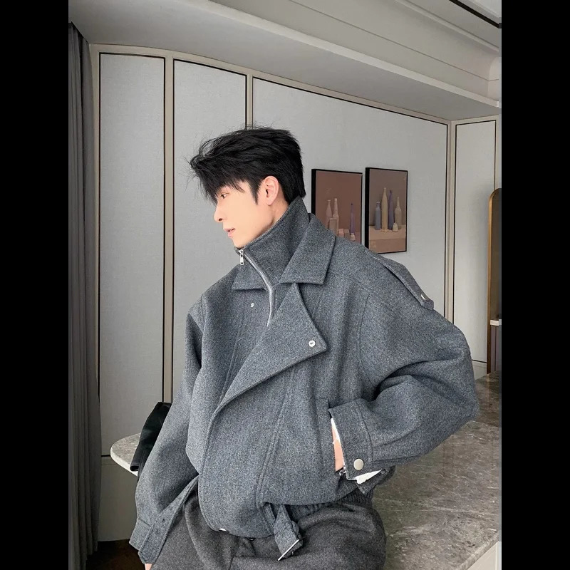 Mens Spring and Autumn Style Jacket Loose and Casual Gold Velvet Long Sleeved Stand Up Collar 250805