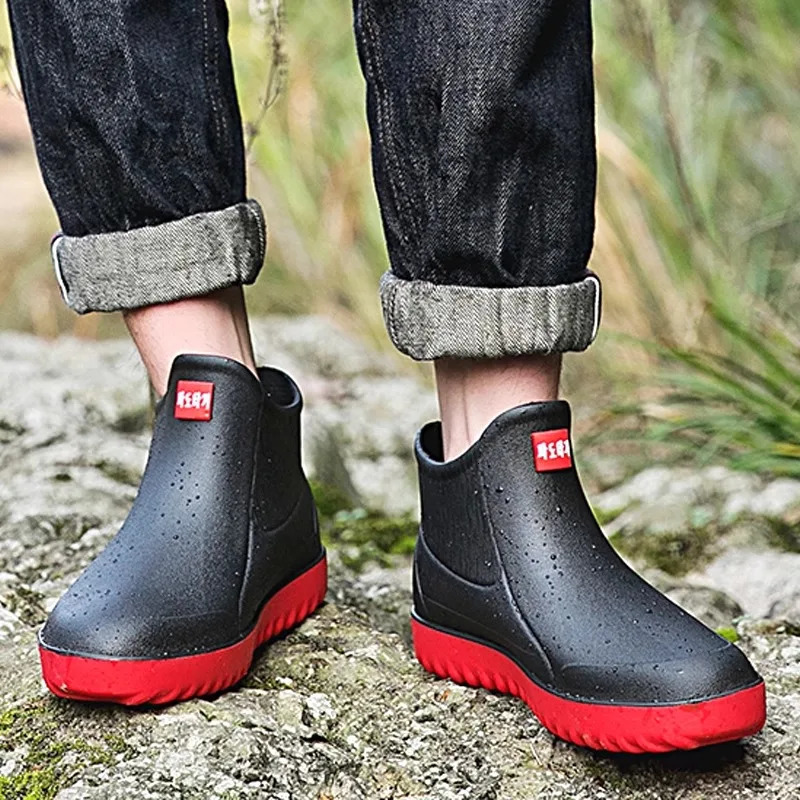 Large Size Rain Shoes Mens Non-slip Rain Boots Kitchen Fishing Waterproof Shoes Rubber Shoes 250805