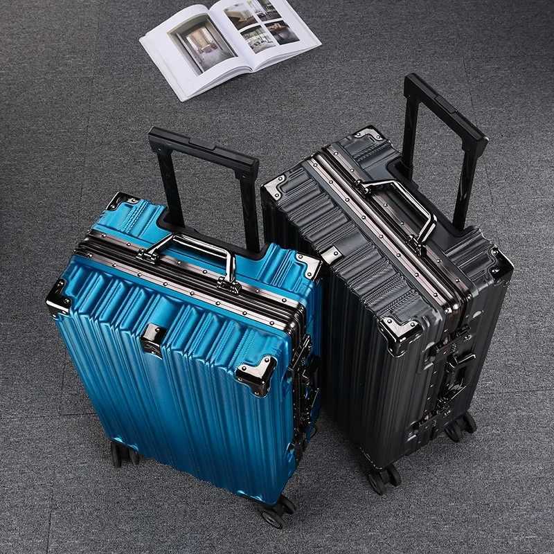 20 24 26 28 inch Aluminum Frame Rolling Luggage Case Trolley Travel Suitcase on Wheels with Combination Lock Carry on Luggage W250805-image-1069932654