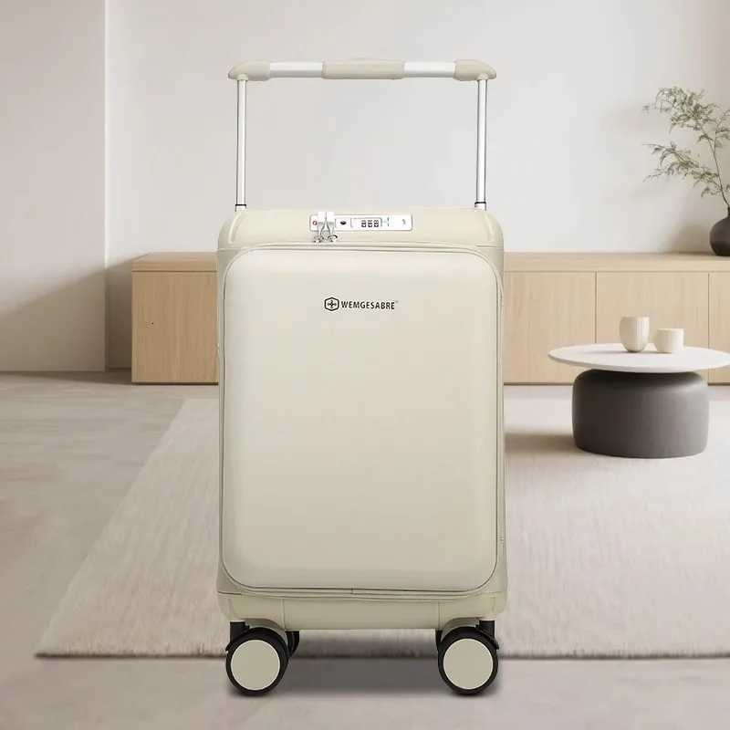 20-inch Wide Trolley Suitcase Female Multifunctional New Boarding Password Box Male USB Charging Luggage TSA Combination Lock W250805-image-1069931595
