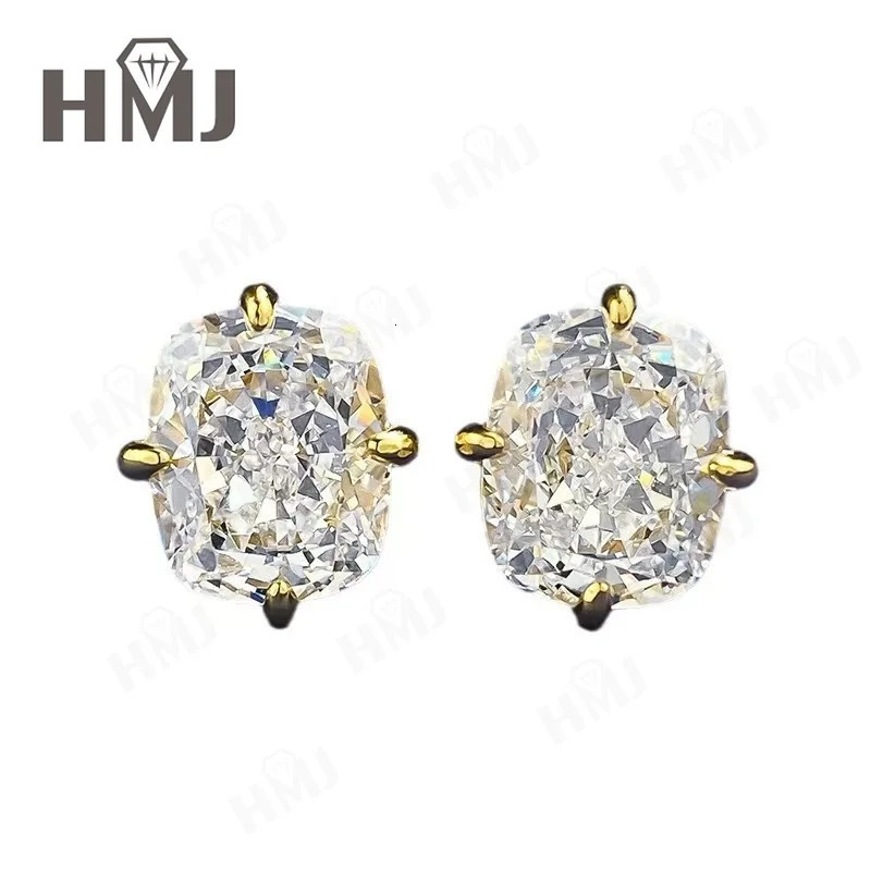 Charms 4ct High-Carbon Diamond Stud Earring 100% Real 925 sterling silver Promise Wedding Earrings for Women Party Jewelry 250806