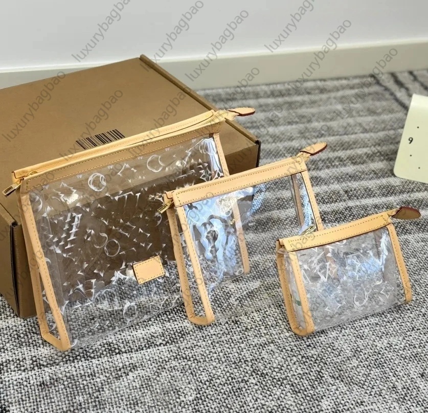 Luxurys designer bag three in one transparent storage bag organizing bag toiletries bag High quality fashion makeup bag cosmetic bags wallet