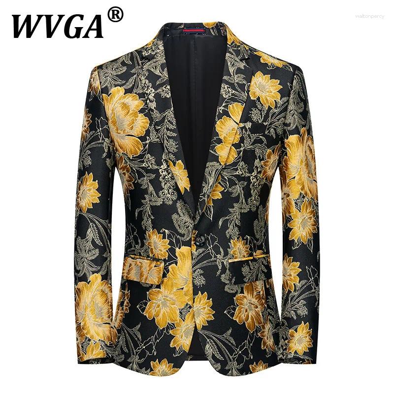 Men's Suits WVGA Spring Autumn Man Tide Floral Printed Design Trendy Fashion Long Sleeve Blazer Niche Chic Casual Suit-Coats Y2K W10108