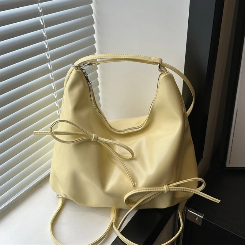 Fashion Bow Womens PU Leather Shoulder Bags Simple Solid Color Ladies Crossbody Bag Class Commute Girls Tote Handbags 250801