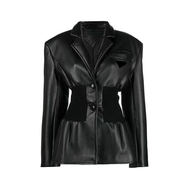 Designer women's winter jacket leather fur coat slim fit jacket top fashionable long Asian size S-2XL