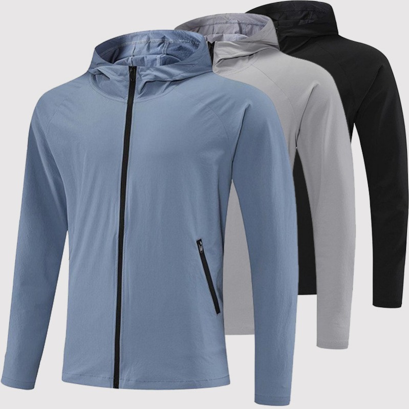 Men New Sport Zipper Hooded Jacket Casual Brethable Outdoor Jogger Outfit Hiking Pullover Material Outwear 1003
