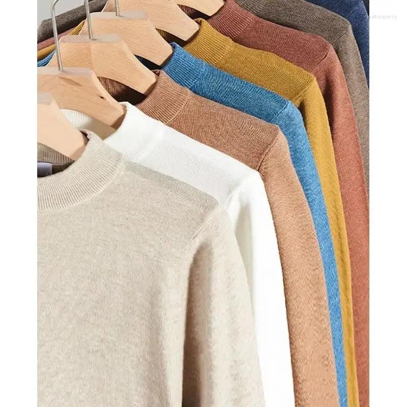 Men's Sweaters Perfect For Office And Casual Mens Slim Fit Basic Knitting Pullovers Thermal Mid Neck Business Sweater Male