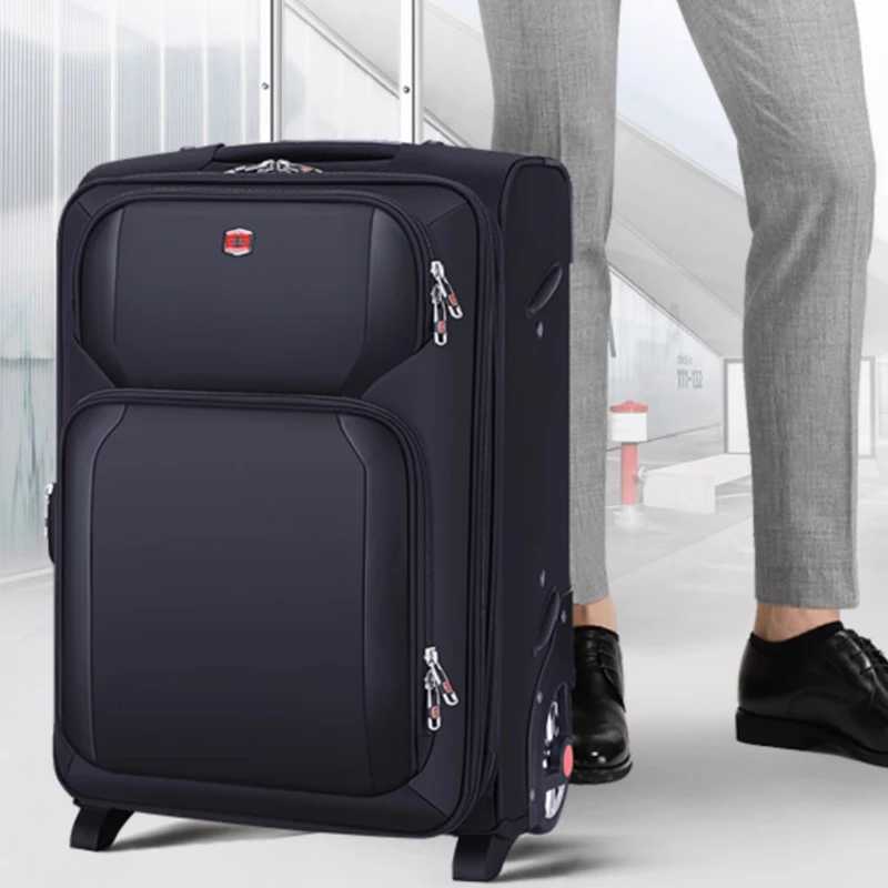 20-28 inch Oxford Cloth Luggage Trolley Expansion Increased Capacity 20% Business Suitcase Large Wheels Boarding Box Travel Bag W250805-image-1069931524