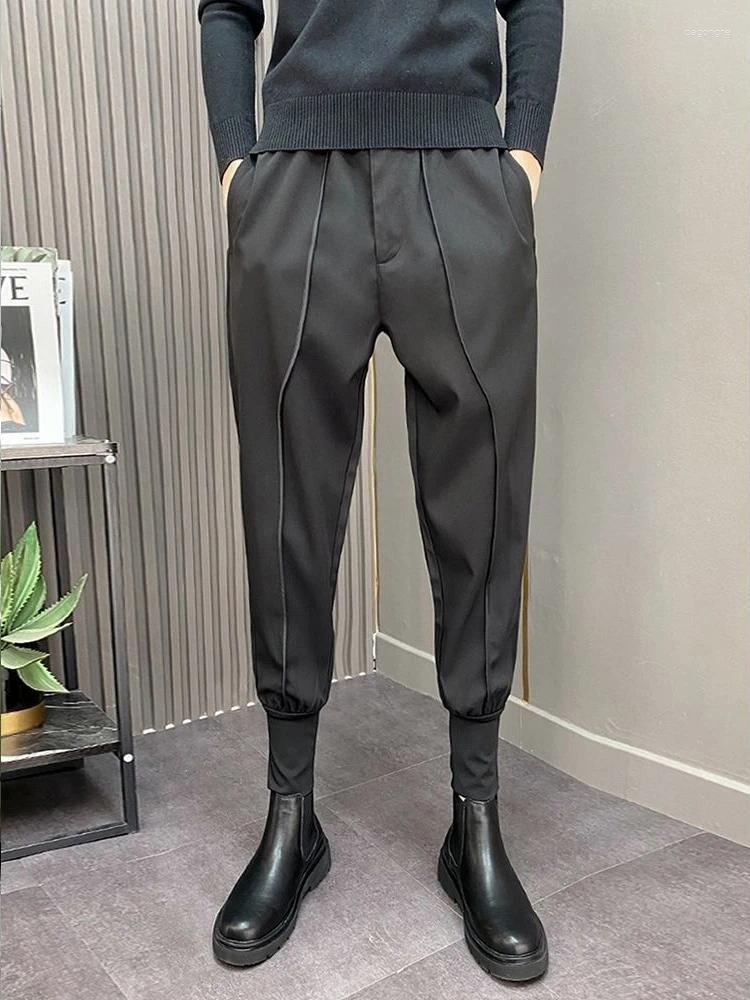 Men's Suits Black Harlan Draped Man Pants Fluid 9 Cropped Fabric Designer Clothes Classic Trousers For Men Clothing Premium Up