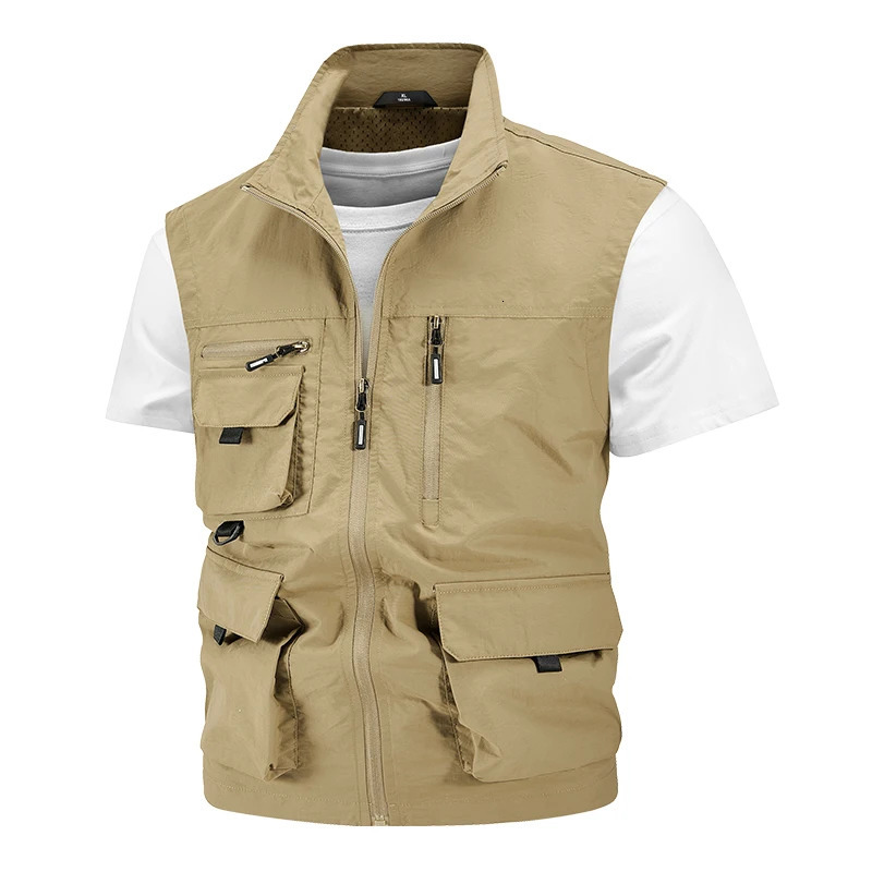 Jacket Hunting Camping Mens Work Vest Tactical Windbreaker Men Large Size Golf Sleeveless Fishing Waterproof Coat Summer 250804
