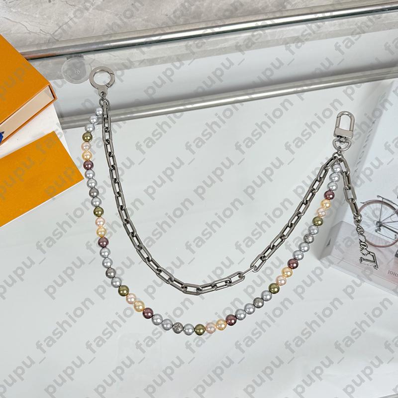 4 Colors Pearl Women Key Chain Designer Bag Charm For Women Gold Silver Chain Luxury Mens Keychain Key Ring Purse Charm Bag Charms Designers with bo