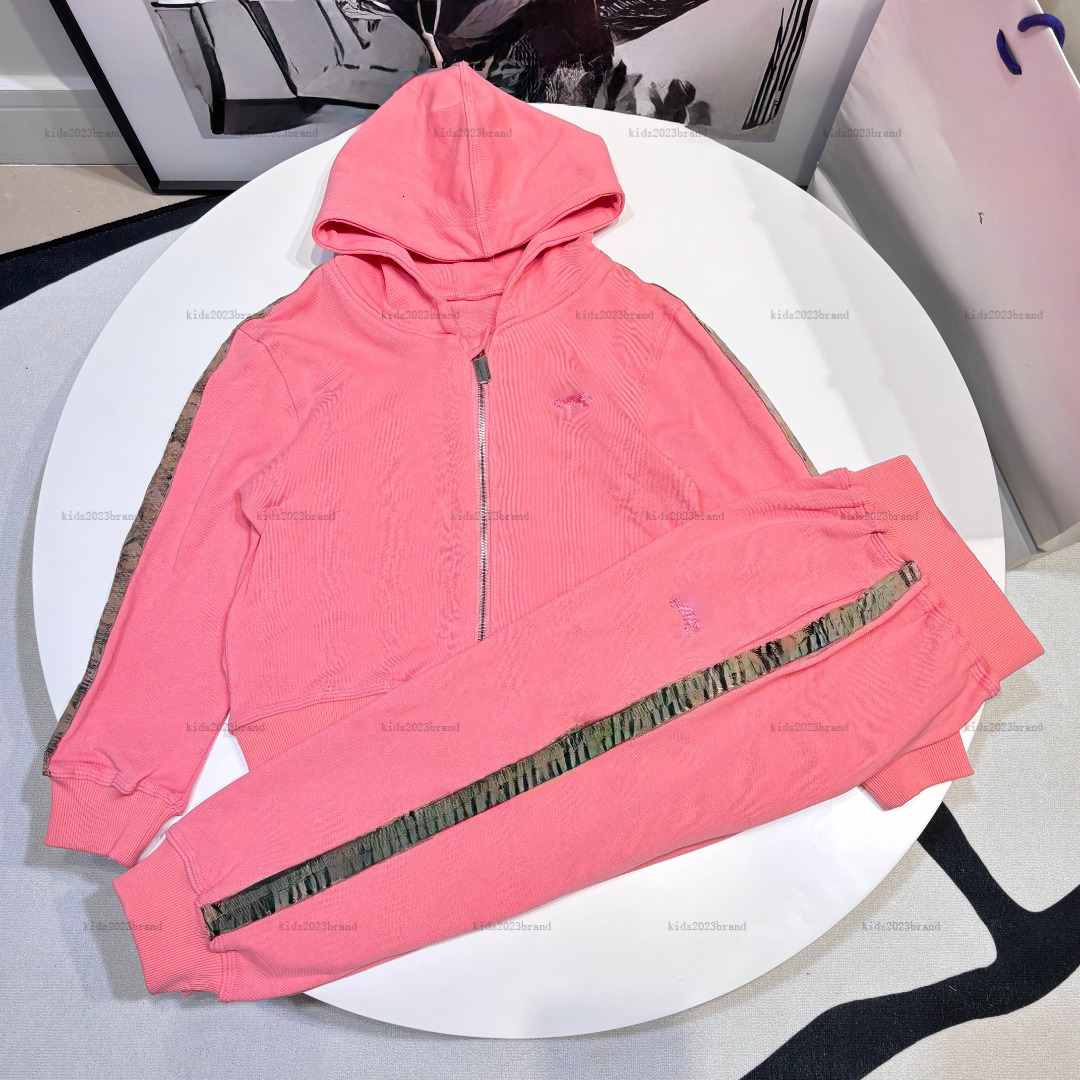 New baby Jacket set child Plaid pants sewing design Tracksuits Autumn sports suit Kids designer Clothes hooded coat and casual pants A954X26N213