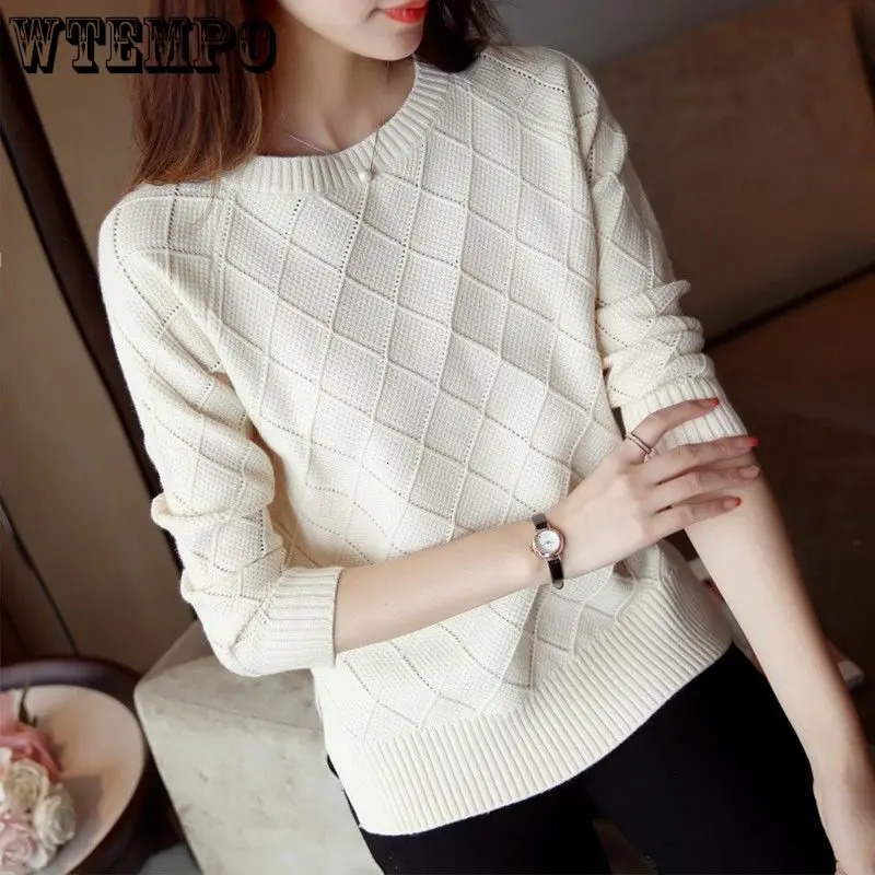 WTEMPO Autumn Winter Basic Turtleneck Knitted Bottoming Warm Sweaters Womens Pullovers Long Sleeve Pullover Jumper Tops250804