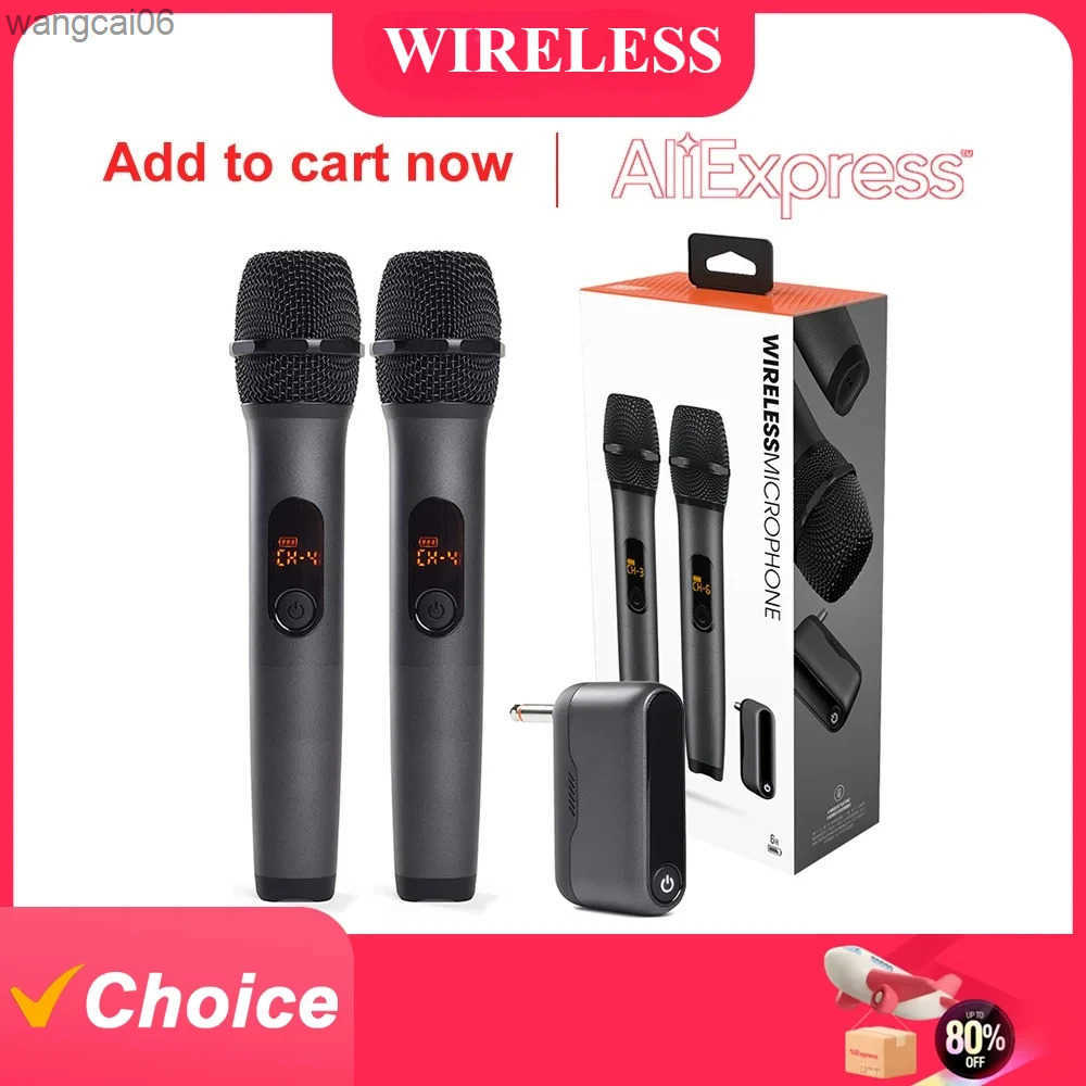 Wireless Microphone 2 Channel UHF Wireless Cordless Handheld Microphone Karaoke Mic System For J-JBL Church Party Speaker L250806-image-1070233164