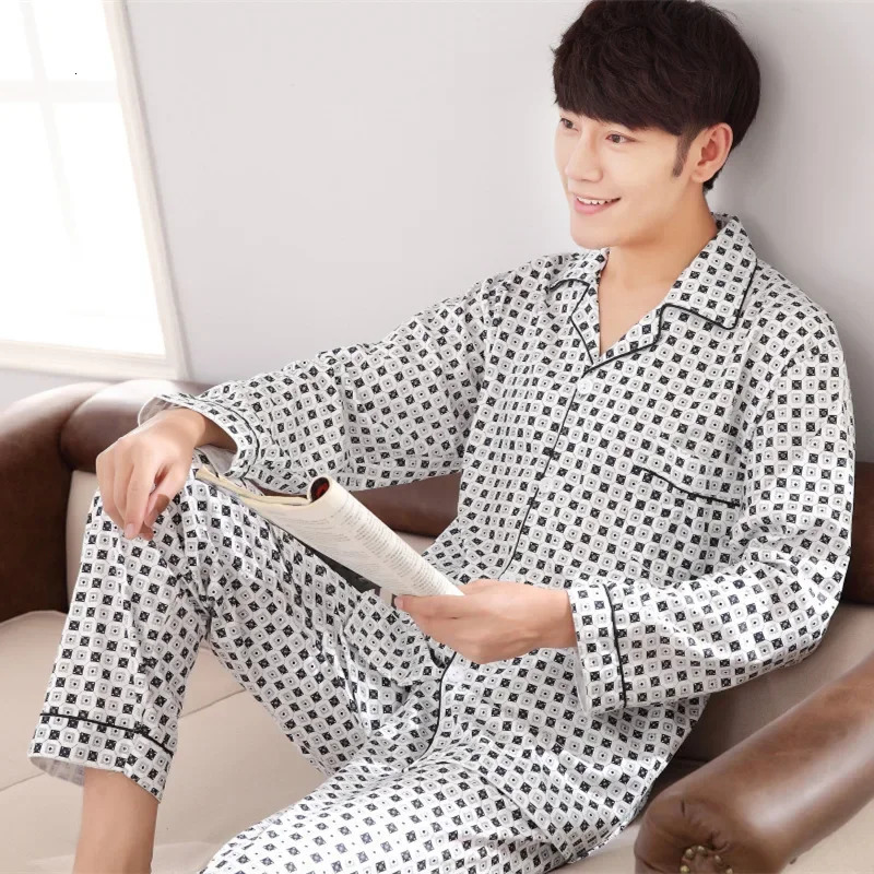 Mens Autumn Winter Sleepwear Long Sleeve Large Size Cotton Home Clothes Set Womens Spring Summer Hospital Patient Gown 250804