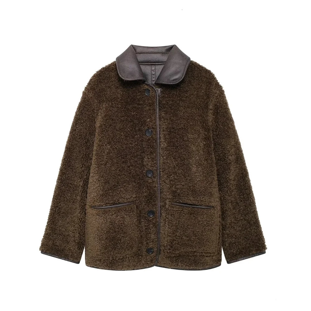 autumn and winter fashion casual womens clothing loose and versatile lapel double-sided jacket 250804