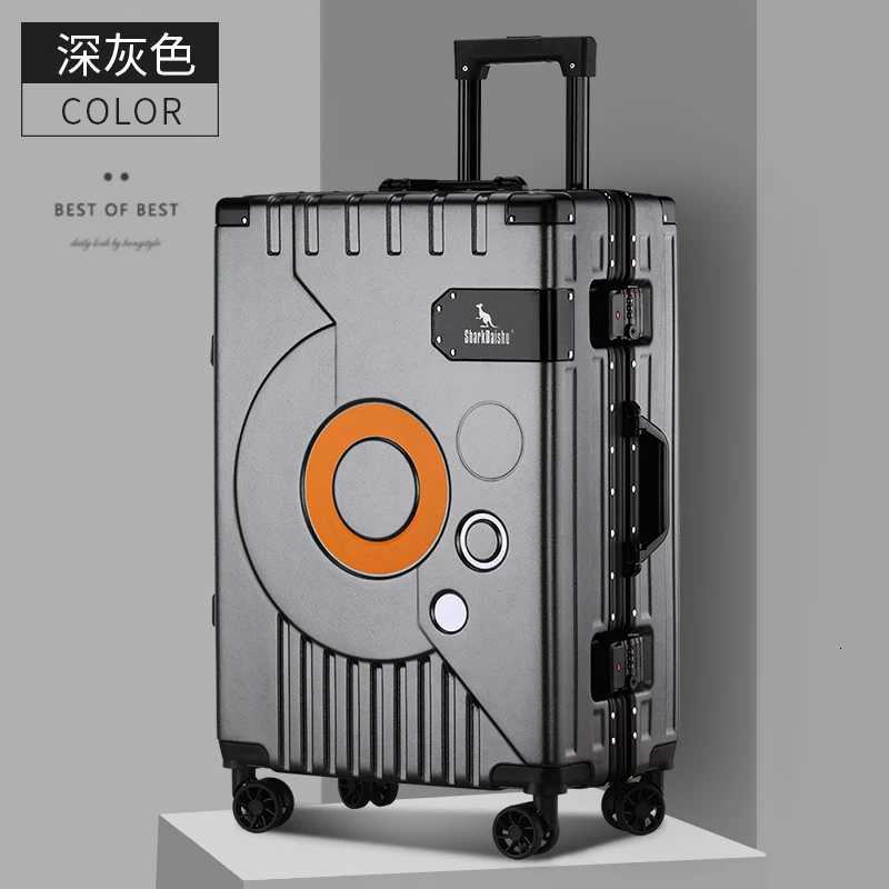 New Aluminum Frame Fashion Travel Luggage Silent Large-Capacity Trolley Suitcase 20 Inch Suitcase Carry On 24 Inch Password Box W250805-image-1069932005