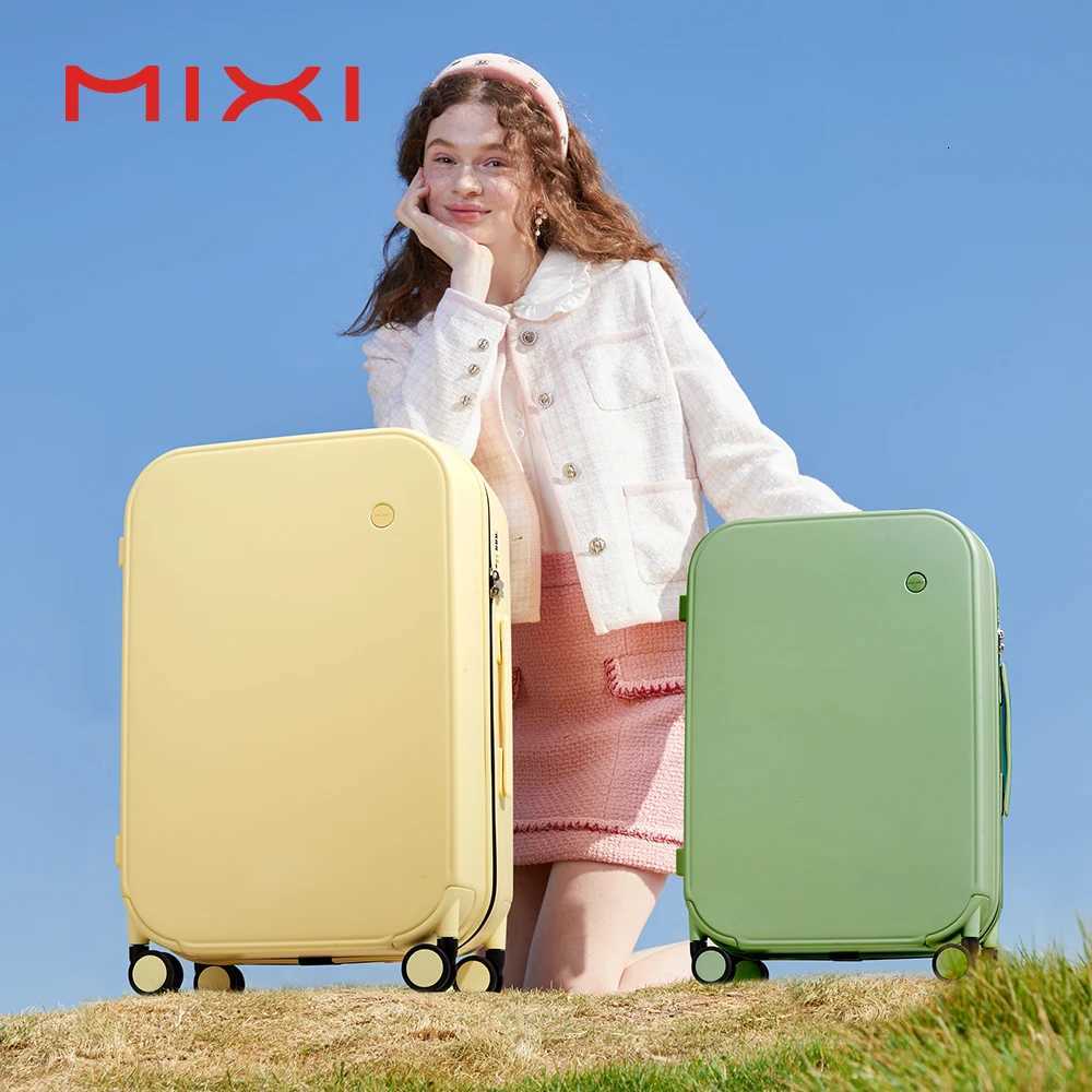 100% PC Mixi Patent Design Travel Luggage Women Men Suitcase On Wheels Spinner Trolley Case Bag 18 Carry On 20 24 Check In W250805-image-1069931934
