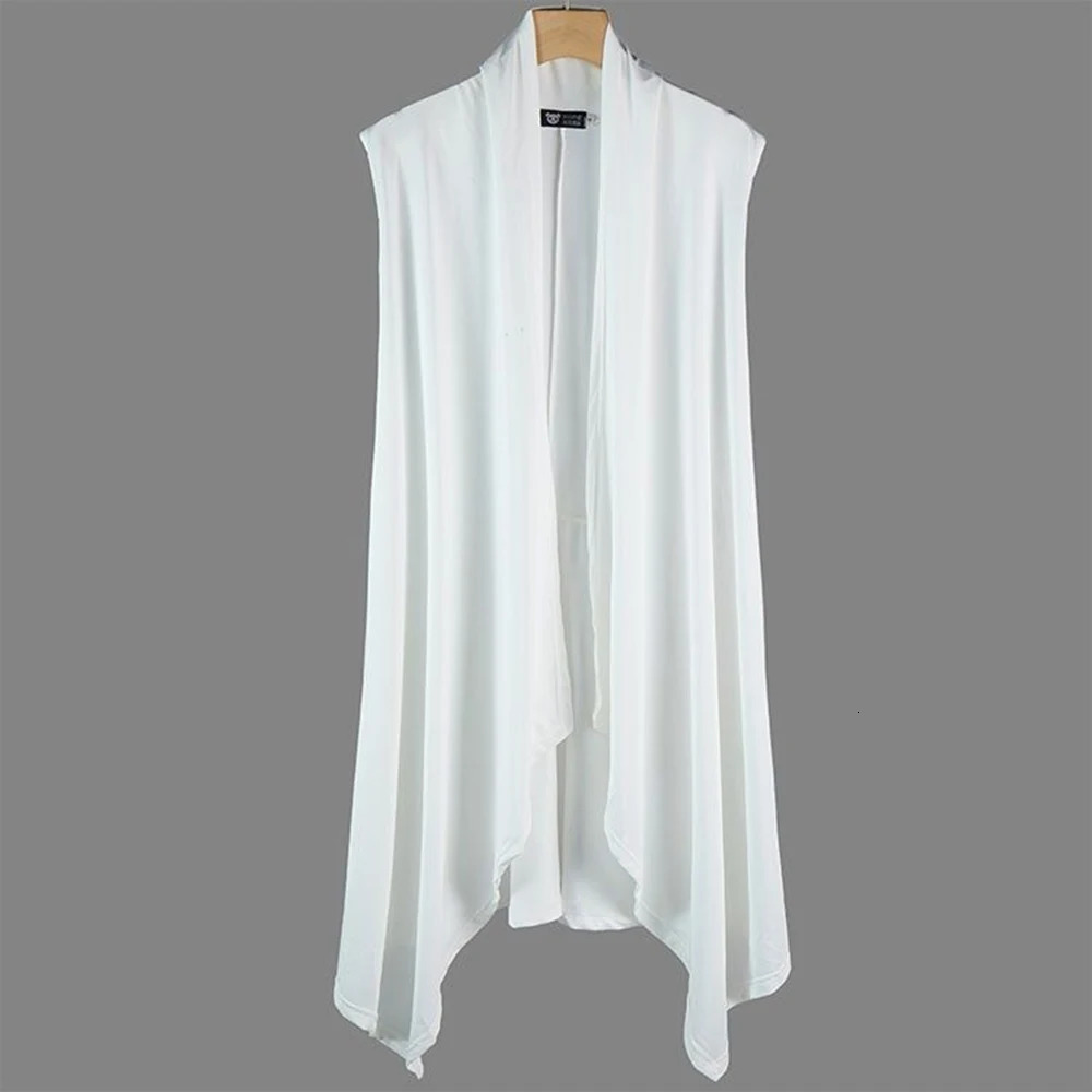 XS5XL Men Cape MidLength Thin Ice Silk Casual Vest Summer Streetwear Fashion Breath Outer Wear Cardigan Shawl Mens 2025 250804