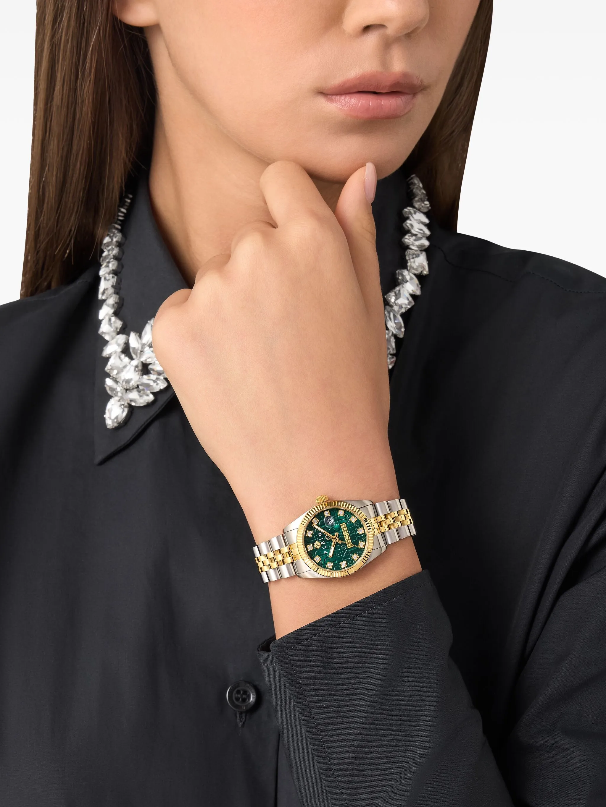 Philip Date Superlative 34mm womens wrist watch fine jewelry Copper K Gold Plated with box necklace for women designer necklace rose gold Valentine