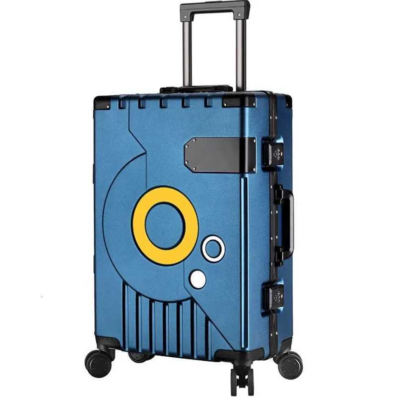 Large Capacity Suitcase Aluminum Frame Silent PC Luggage Travel Bag with Wheels Password Lock Trolley Case 22 24 28 Inch W250805-image-1069932299
