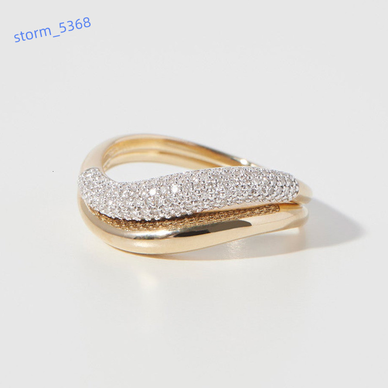 Fine Jewelry Luxury 925 Sterling Silver Zircon Minimalist Curved Camber Ring Movement Cloud Stackable Duo Set Rings for Girls