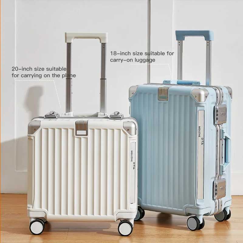 Womens small carry-on luggage 18-inch airplane password travel case; mens 16-inch trolley case ultra-lightweight W250805-image-1069932407