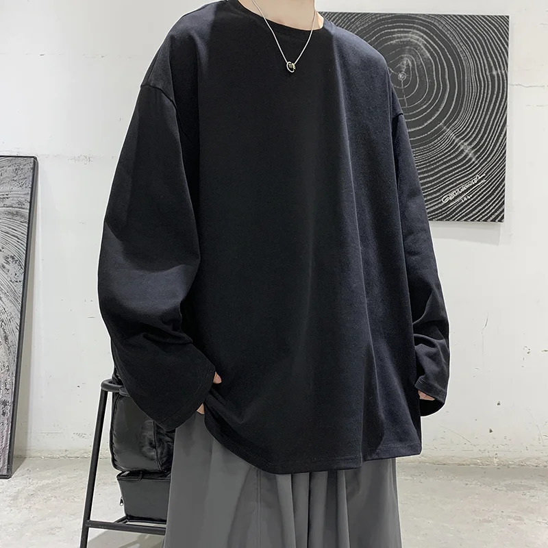LAPPSTER Men Harajuku Graphic T Shirts Mens Long Sleeve Oversized Tshirts Male Korean Fashions Cotton Plus Size White Tee 250804